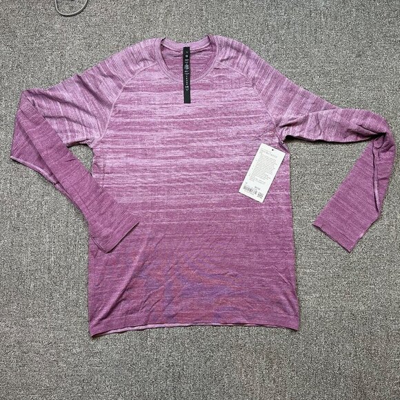 Lululemon Metal Vent NWT Tech Long Sleeve Shirt 2.0 Static Storm Stripe Plum M - Picture 3 of 8